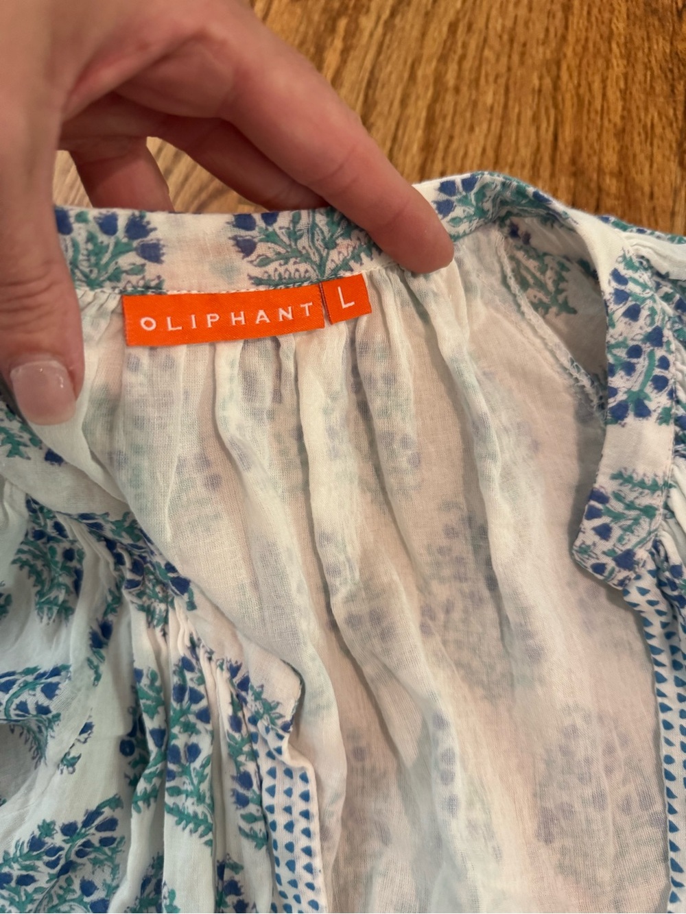 Oliphant Blue and White Printed Short Dress - Picture 3 of 3